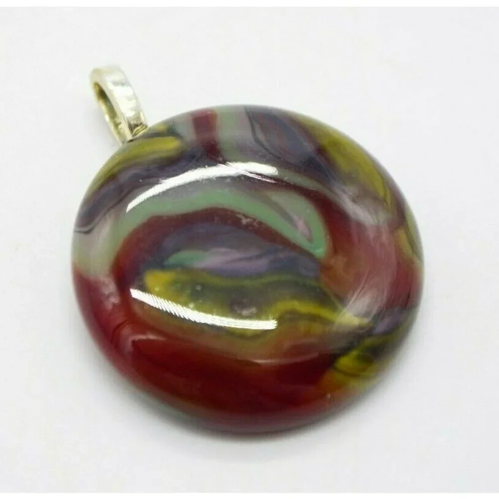 Red Blue Yellow White Swirl Flattened Glass Jabo M